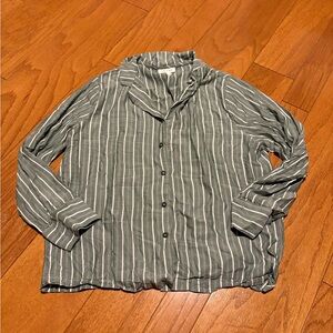 Cozy Earth Striped Button-Up PJ Shirt L